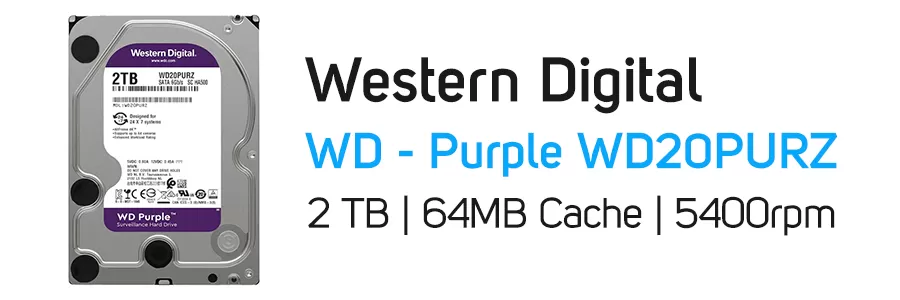 هارد‌ دیسک اینترنال وسترن دیجیتال بنفش مدل ظرفیت 2 ترابایت WD Purple 2TB WD20PURZ