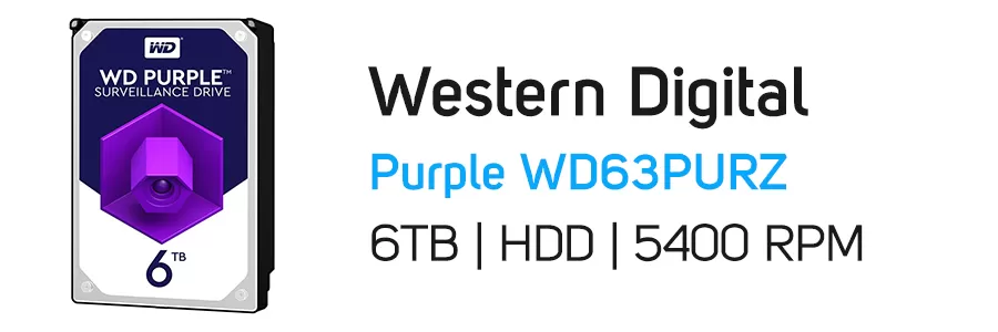 هارد‌ دیسک اینترنال وسترن دیجیتال بنفش ظرفیت 6 ترابایت WD Purple WD63PURZ 6TB