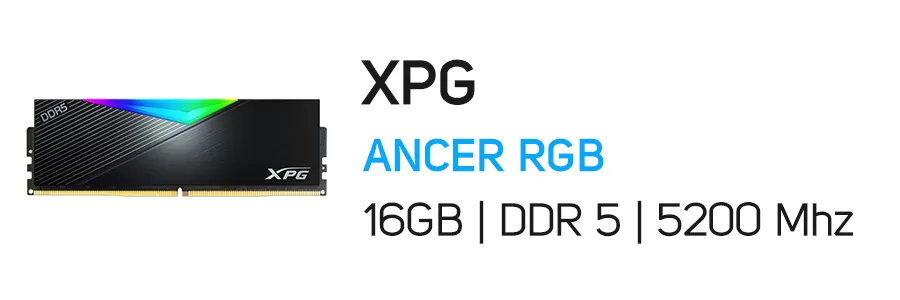 رم کامپیوتر 16 گیگابایت ایکس پی جی مدل XPG LANCER RGB 16GB DDR5 5200Mhz